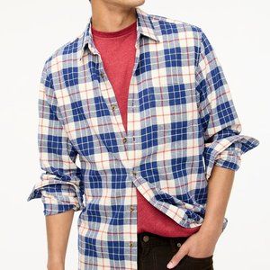 NWT J.Crew Natural Antique Navy Plaid Flannel Shirt Size: Small | $79.50